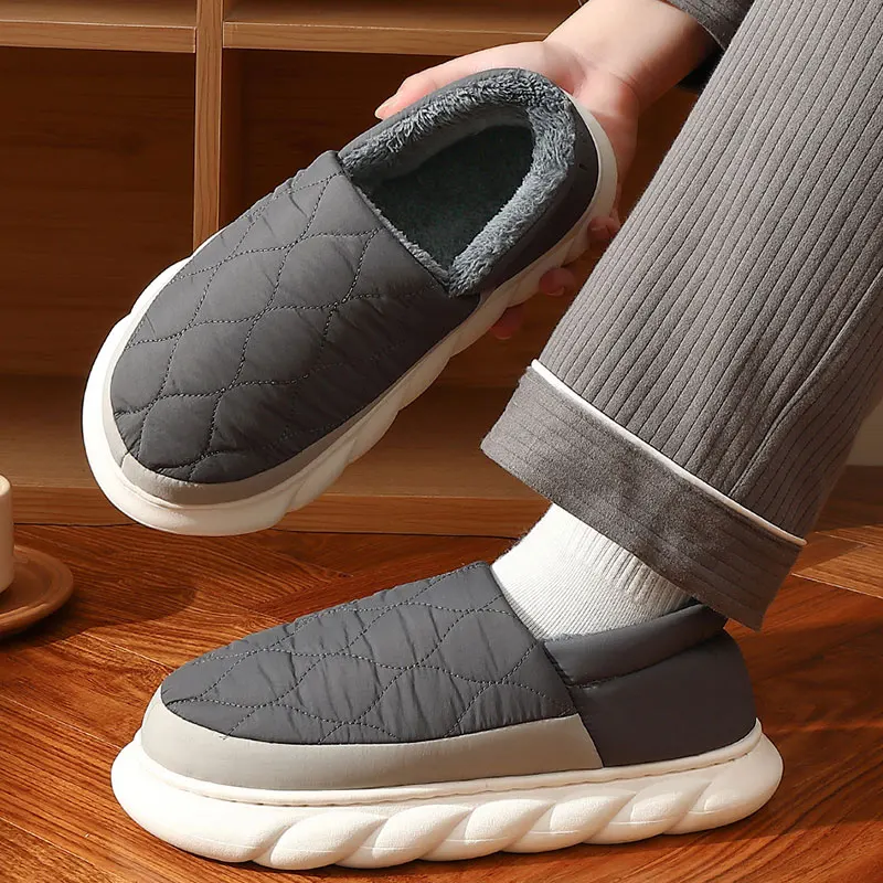 Chaussures d'hiver pour hommes, pantoufles fourrure – Image 2