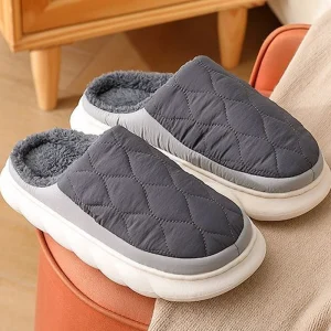 Pantoufles d'hiver pour hommes, en fourrure